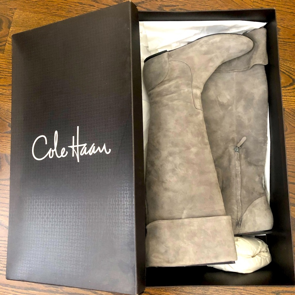 Cole Haan grey suede knee-high boots. Great condition. Size 9.